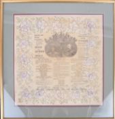 BRISTOL - EDWARDIAN FRAMED COMMEMORATIVE ROYAL NAPKIN