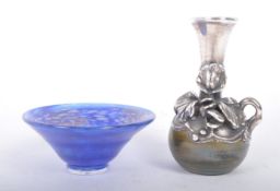 IESTYN DAVIES - A RETRO TRINKET DISH & ART NOUVEAU VASE