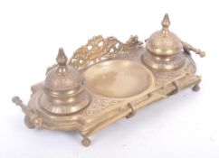 NINETEENTH CENTURY INDIAN STYLE VICTORIAN BRASS INKWELL
