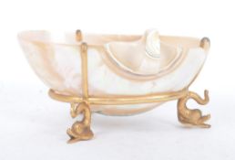 20TH CENTURY GREEK MOTHER OF PEARL DISH ON GILT MOUNTS