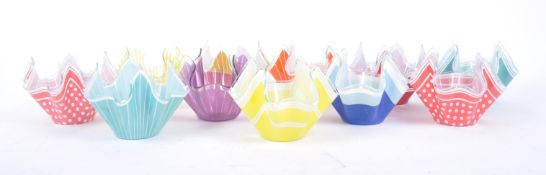 COLLECTION OF VINTAGE ENGLISH GLASS HANKERCHIEF VASES