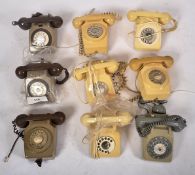 COLLECTION OF NINE VINTAGE 1970S ROTARY DIAL GPO TELEPHONES
