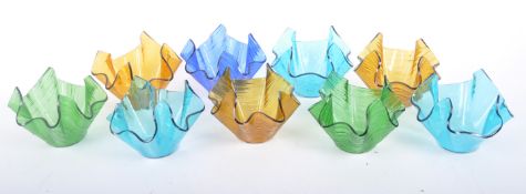 COLLECTION OF VINTAGE ENGLISH GLASS HANKERCHIEF VASES