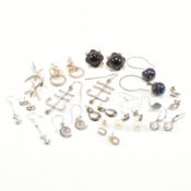 COLLECTION OF ASSORTED SILVER & WHITE METAL EARRINGS