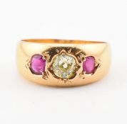 18CT GOLD RUBY & DIAMOND GYPSY RING