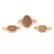 THREE HALLMARKED ANTIQUE & VINTAGE 9CT GOLD SIGNET RINGS