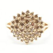 HALLMARKED 9CT GOLD & CHAMPAGNE DIAMOND CLUSTER RING