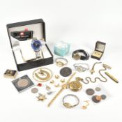 COLLECTION OF ASSORTED YELLOW METAL & COSTUME JEWELLERY