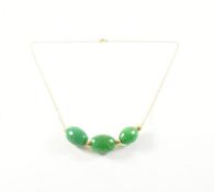 9CT GOLD & STONE BEAD NECKLACE