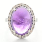 HALLMARKED 18CT GOLD AMETHYST & DIAMOND RING