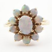18CT GOLD & CABOCHON OPAL CLUSTER RING