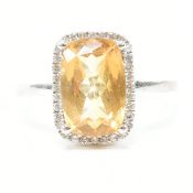 18CT GOLD CITRINE & DIAMOND RING