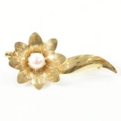 VINTAGE GOLD & PEARL FLOWER BROOCH PIN