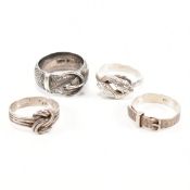 COLLECTION OF FOUR ASSORTED SILVER RINGS