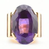 FRENCH RETRO 18CT GOLD & AMETHYST SIGNET RING