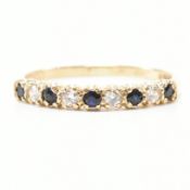 HALLMARKED 9CT GOLD SAPPHIRE & WHITE STONE RING