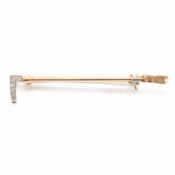 NOVELTY GOLD & DIAMOND RIDING CROP BROOCH