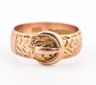 HALLMARKED GEORGE V 9CT GOLD BUCKLE BAND RING