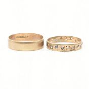 TWO 9CT GOLD BAND RINGS