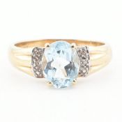 HALLMARKED 9CT GOLD TOPAZ & DIAMOND RING