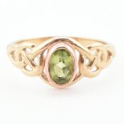 HALLMARKED 9CT GOLD & PERIDOT CELTIC KNOT RING