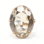 VINTAGE HALLMARKED 9CT GOLD & SMOKY STONE DRESS RING