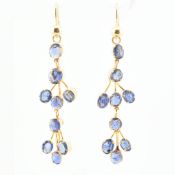 PAIR OF GOLD & SAPPHIRE PENDANT EARRINGS