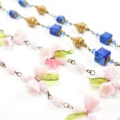 PATE DE VERRE NECKLACE & ART DECO GLASS & BEAD NECKLACE