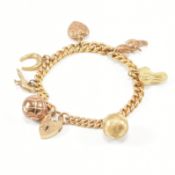 HALLMARKED 9CT GOLD CHARM BRACELET - 9CT & YELLOW METAL CHARMS