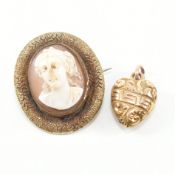 VICTORIAN HEART PENDANT & CAMEO BROOCH PENDANT