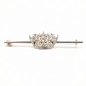 GOLD & DIAMOND SET NAVAL CROWN BROOCH PIN