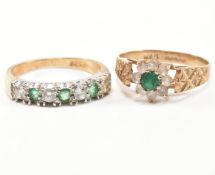 TWO HALLMARKED 9CT GOLD & STONE SET RINGS