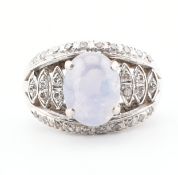 14CT WHITE GOLD STAR SAPPHIRE & DIAMOND RING