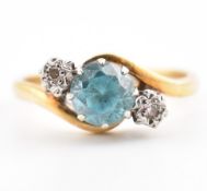 HALLMARKED 18CT GOLD ZIRCON & DIAMOND RING