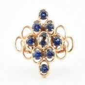 HALLMARKED 9CT GOLD & SAPPHIRE CLUSTER RING