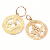 TWO HALLMARKED 9CT GOLD MASONIC FOB PENDANTS