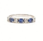 HALLMARKED 18CT WHITE GOLD DIAMOND & SAPPHIRE RING