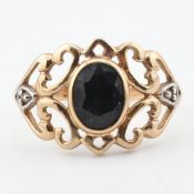 9CT GOLD SAPPHIRE & DIAMOND RING