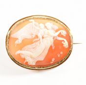 VICTORIAN GOLD VENUS & CUPID SHELL CAMEO BROOCH