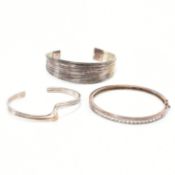 THREE 925 SILVER BANGLE BRACELETS