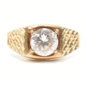 HALLMARKED 9CT GOLD & WHITE STONE SOLITAIRE RING