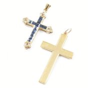 TWO VINTAGE 9CT GOLD CROSS NECKLACE PENDANTS