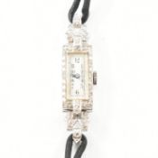 ANTIQUE ART DECO WHITE METAL & DIAMOND COCKTAIL WATCH