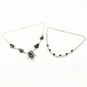 TWO 925 SILVER & BLACK STONE CHAIN NECKLACES