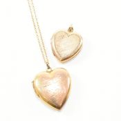 TWO VINTAGE HEART LOCKET PENDANTS