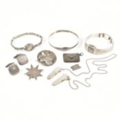 COLLECTION OF ASSORTED SILVER & WHITE METAL JEWELLERY & WATCHES