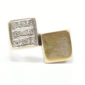 1970S GOLD & DIAMOND GEOMETRIC CROSSOVER RING