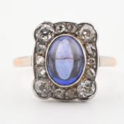 GOLD SAPPHIRE & DIAMOND HALO RING