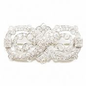 1920S ART DECO WHITE GOLD & DIAMOND SET BROOCH PIN