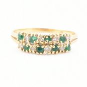 HALLMARKED 18CT GOLD DIAMOND & EMERALD CLUSTER RING